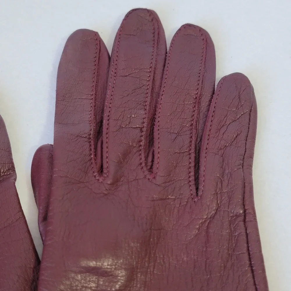 Vintage Stetson Burgundy Leather Opera Gloves Size 6 1/2 Formal Evening Wear EUC